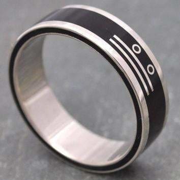 Unique Mayan numerology wedding ring with black coyol and sterling silver