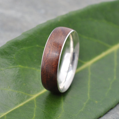 14k white gold custom wood wedding band
