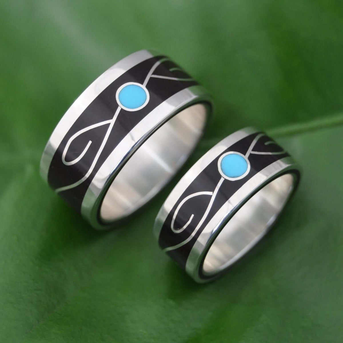 Unique coyol and turquoise vine ring with silver, Louisville Kentucky