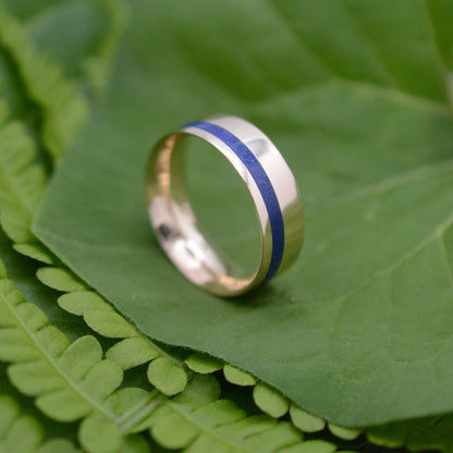 Equinox Yellow Gold and Lapis Lazuli Stone Ring - Naturaleza Organic Jewelry