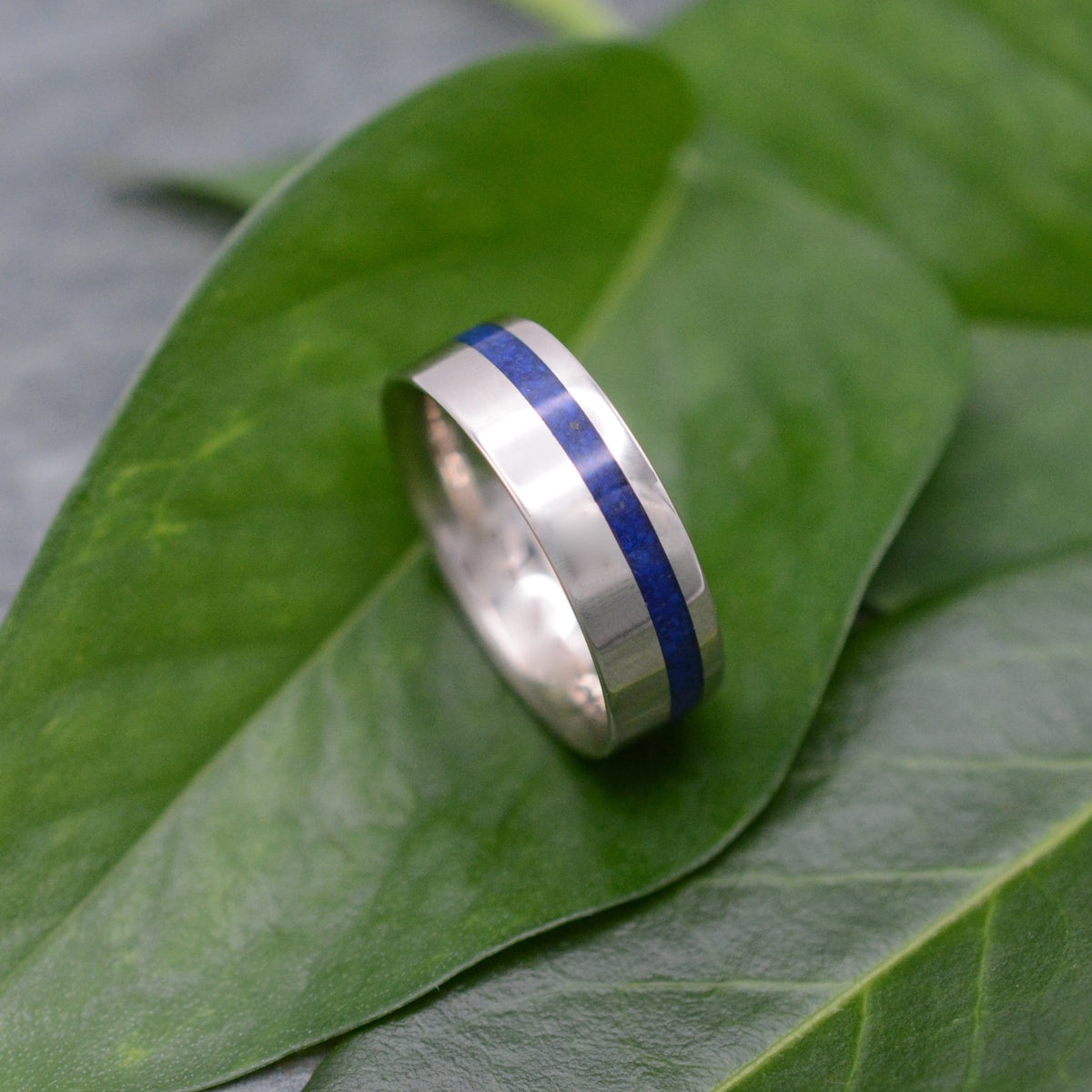 Custom lapis and silver ring, Equinox design