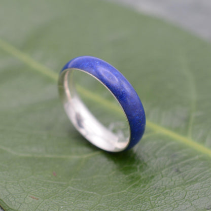 Pair of lapis lazuli and sterling silver rings, comfort fit