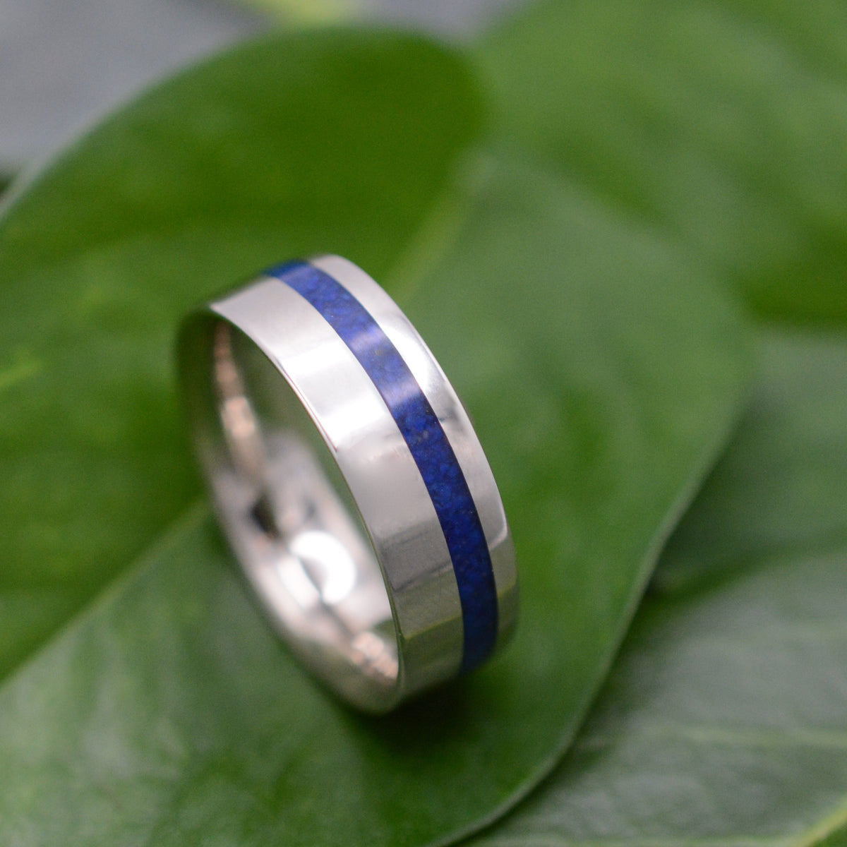 Sustainable lapis lazuli ring with recycled sterling silver, made to order