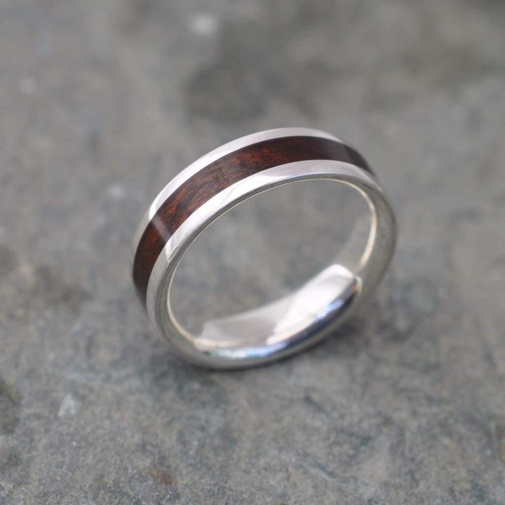 Custom silver and laurel macho wood wedding band, made to order