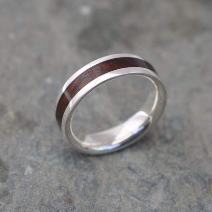 Custom silver and laurel macho wood wedding band, made to order