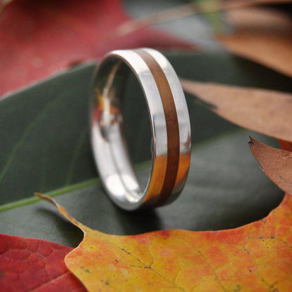 Centro Nacascolo Wood Ring with nacascolo wood inlay and sterling silver edges, handmade in Louisville KY.