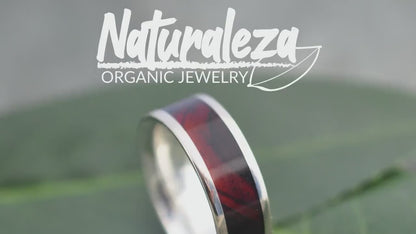 White Gold Lados Cherry Wood Ring with Round Profile