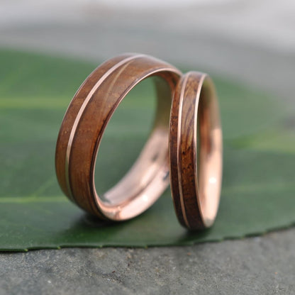 Asi Bourbon Barrel Wood Rose Gold Wedding Ring Rose Gold Wood Rings