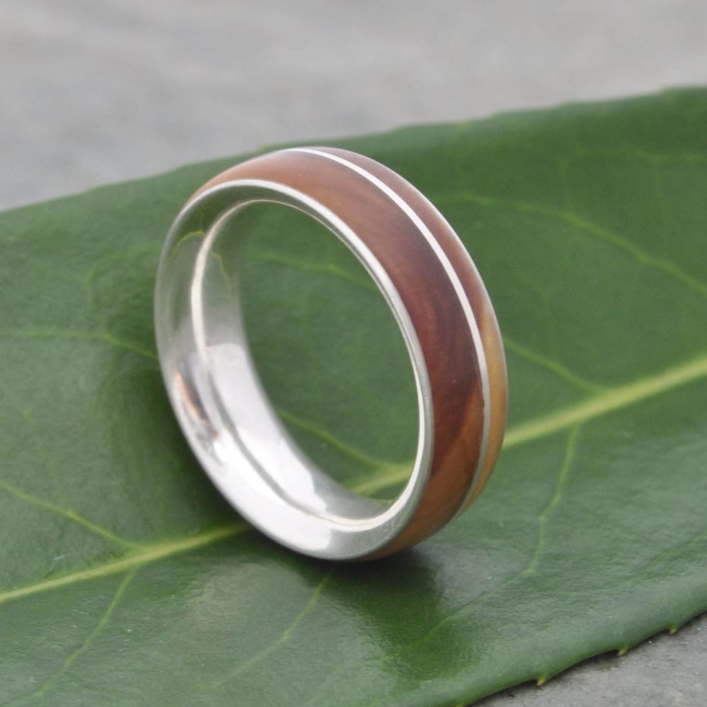 Silver and Mongoy wood ring, engagement ring, wedding 2024 ring.