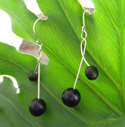 Cruzados Organic Earrings with Patacon Seed and Recycled Sterling Silver - Naturaleza Organic Jewelry & Wood Rings