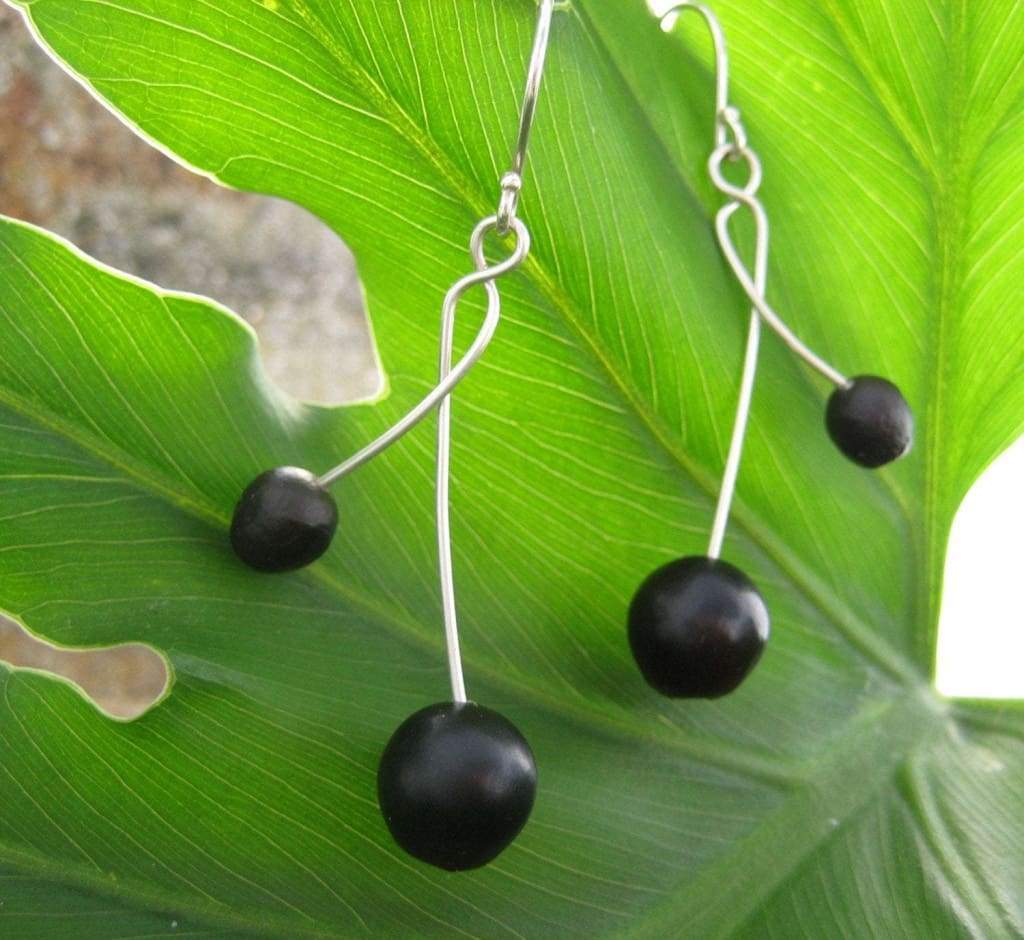Cruzados Organic Earrings with Patacon Seed and Recycled Sterling Silver - Naturaleza Organic Jewelry & Wood Rings
