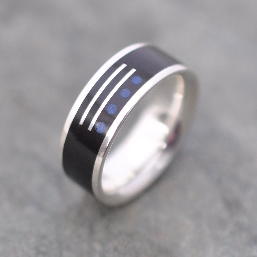 Personalized Mayan numerology ring with lapis and coyol, Louisville KY