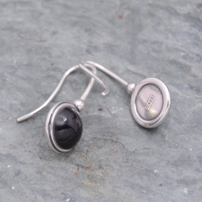 Eclipse Earrings - patacon seed and recycled sterling silver earrings drop earrings black earrings ecofriendly earrings