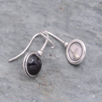 Eclipse Earrings - patacon seed and recycled sterling silver earrings drop earrings black earrings ecofriendly earrings