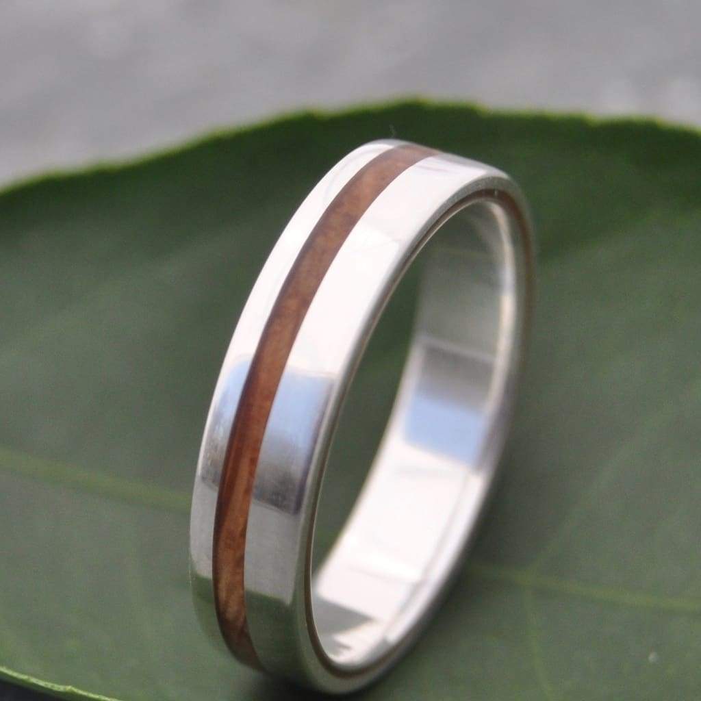Equinox Bourbon Barrel Oak Wood Ring with Recycled Silver - Naturaleza Organic Jewelry & Wood Rings