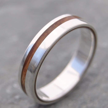 Equinox Bourbon Barrel Oak Wood Ring with Recycled Silver - Naturaleza Organic Jewelry & Wood Rings