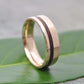 Yellow Gold Cocobolo Wood Wedding Ring, Comfort Fit Equinox Ñambaro - Naturaleza Organic Jewelry & Wood Rings
