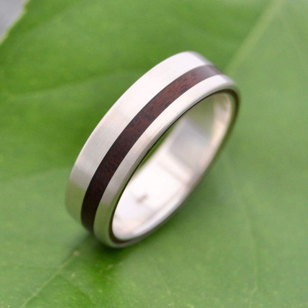 Walnut Wood Ring with Recycled Sterling Silver, Equinox Ring - Naturaleza Organic Jewelry & Wood Rings