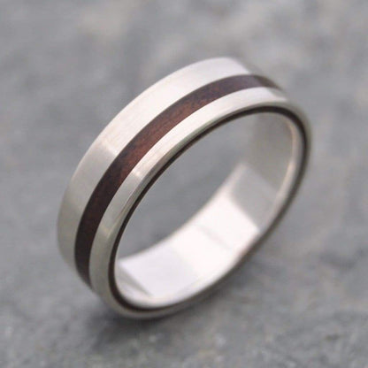 Walnut Wood Ring with Recycled Sterling Silver, Equinox Ring - Naturaleza Organic Jewelry & Wood Rings