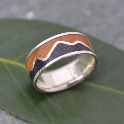 Handcrafted mountain range ring with volcanic sand, Louisville Kentucky