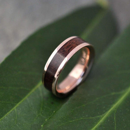 Handmade walnut and rose gold wedding band, Louisville Kentucky