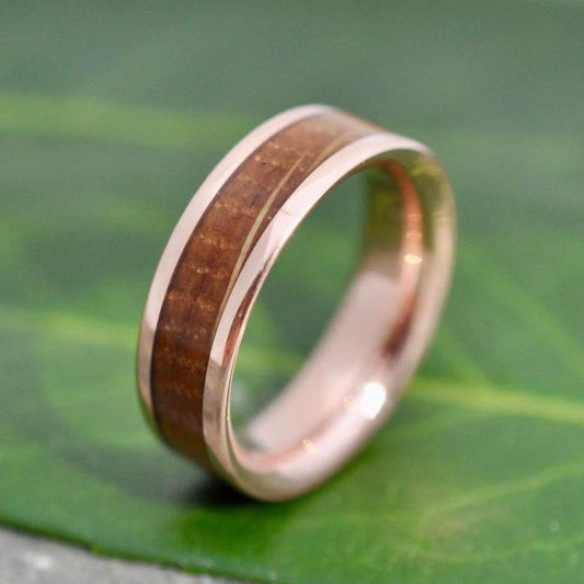 Bourbon barrel rings with 14k rose gold, Lados design