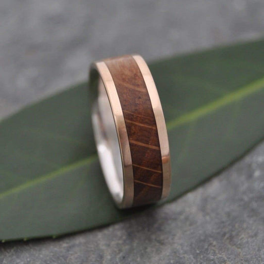 Yellow Gold Lados Bourbon Barrel Wood Ring - Naturaleza Organic Jewelry & Wood Rings