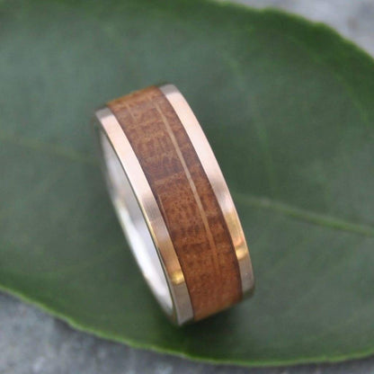 Yellow Gold Lados Bourbon Barrel Wood Ring - Naturaleza Organic Jewelry & Wood Rings