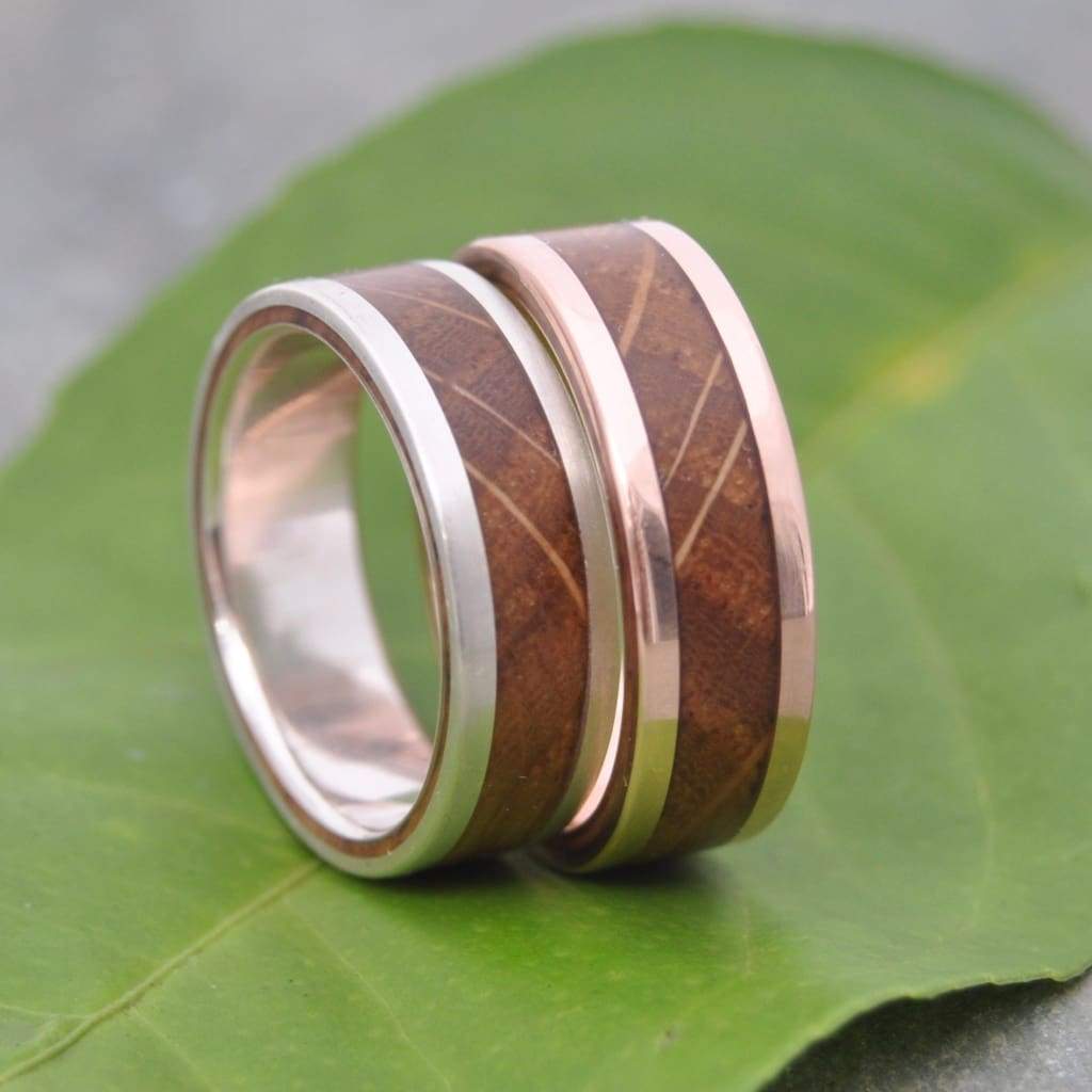 Bourbon Barrel Ring with White Gold, Lados Kentucky Bourbon Barrel Wood Ring - Naturaleza Organic Jewelry & Wood Rings
