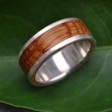 Bourbon Barrel Ring with White Gold, Lados Kentucky Bourbon Barrel Wood Ring - Naturaleza Organic Jewelry & Wood Rings