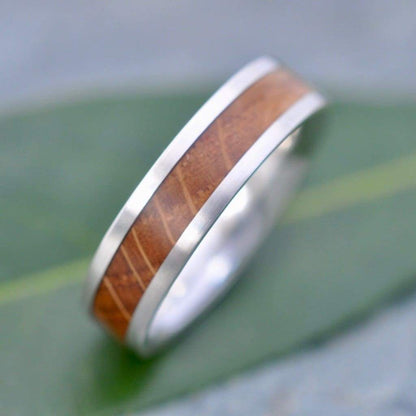 White Gold Kentucky Bourbon Barrel Ring, Lados Wood Ring - Naturaleza Organic Jewelry & Wood Rings
