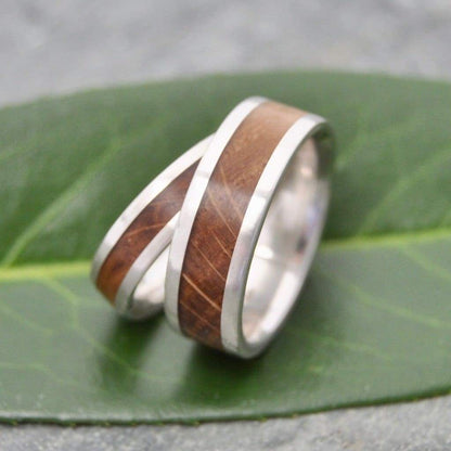White Gold Kentucky Bourbon Barrel Ring, Lados Wood Ring - Naturaleza Organic Jewelry & Wood Rings