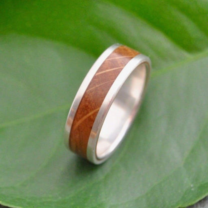 White Gold Kentucky Bourbon Barrel Ring, Lados Wood Ring - Naturaleza Organic Jewelry & Wood Rings