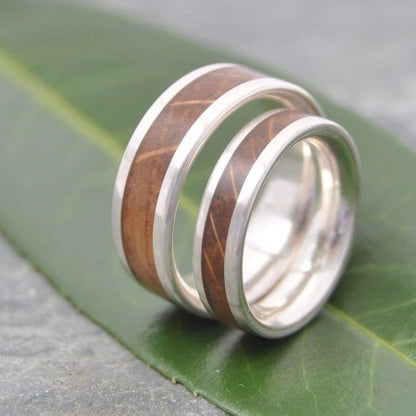 White Gold Kentucky Bourbon Barrel Ring, Lados Wood Ring - Naturaleza Organic Jewelry & Wood Rings