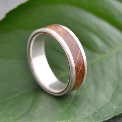 White Gold Kentucky Bourbon Barrel Ring, Lados Wood Ring - Naturaleza Organic Jewelry & Wood Rings