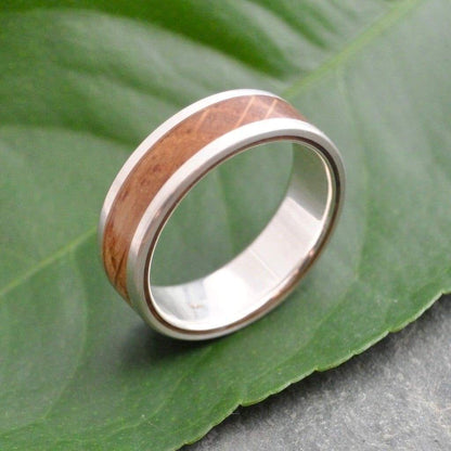 White Gold Kentucky Bourbon Barrel Ring, Lados Wood Ring - Naturaleza Organic Jewelry & Wood Rings