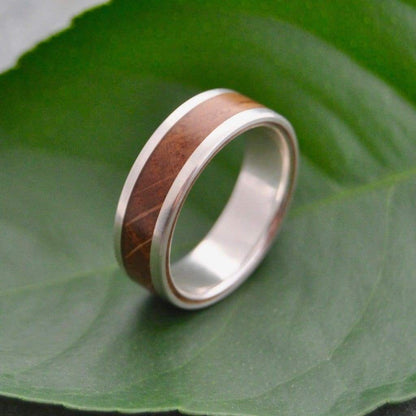 White Gold Kentucky Bourbon Barrel Ring, Lados Wood Ring - Naturaleza Organic Jewelry & Wood Rings