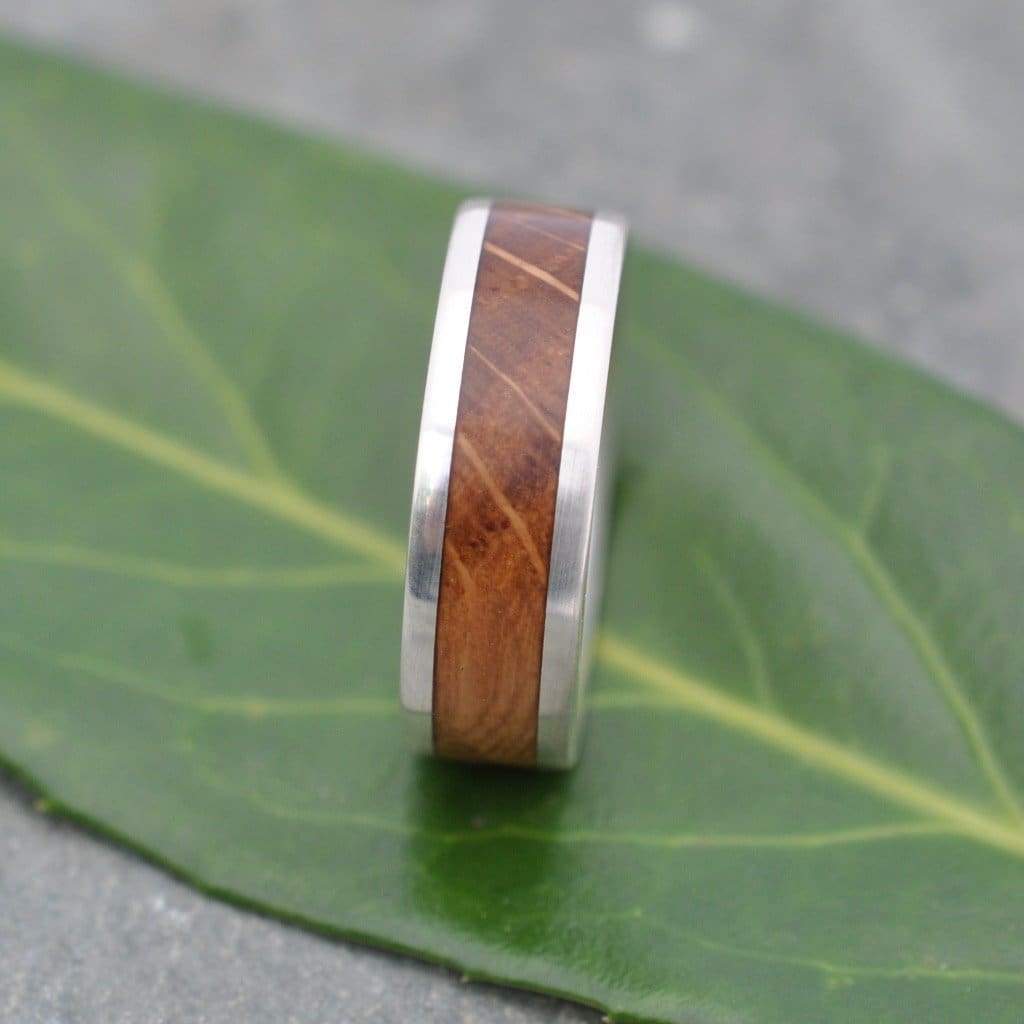 White Gold Kentucky Bourbon Barrel Ring, Lados Wood Ring - Naturaleza Organic Jewelry & Wood Rings
