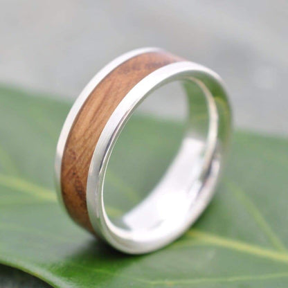 White Gold Kentucky Bourbon Barrel Ring, Lados Wood Ring - Naturaleza Organic Jewelry & Wood Rings