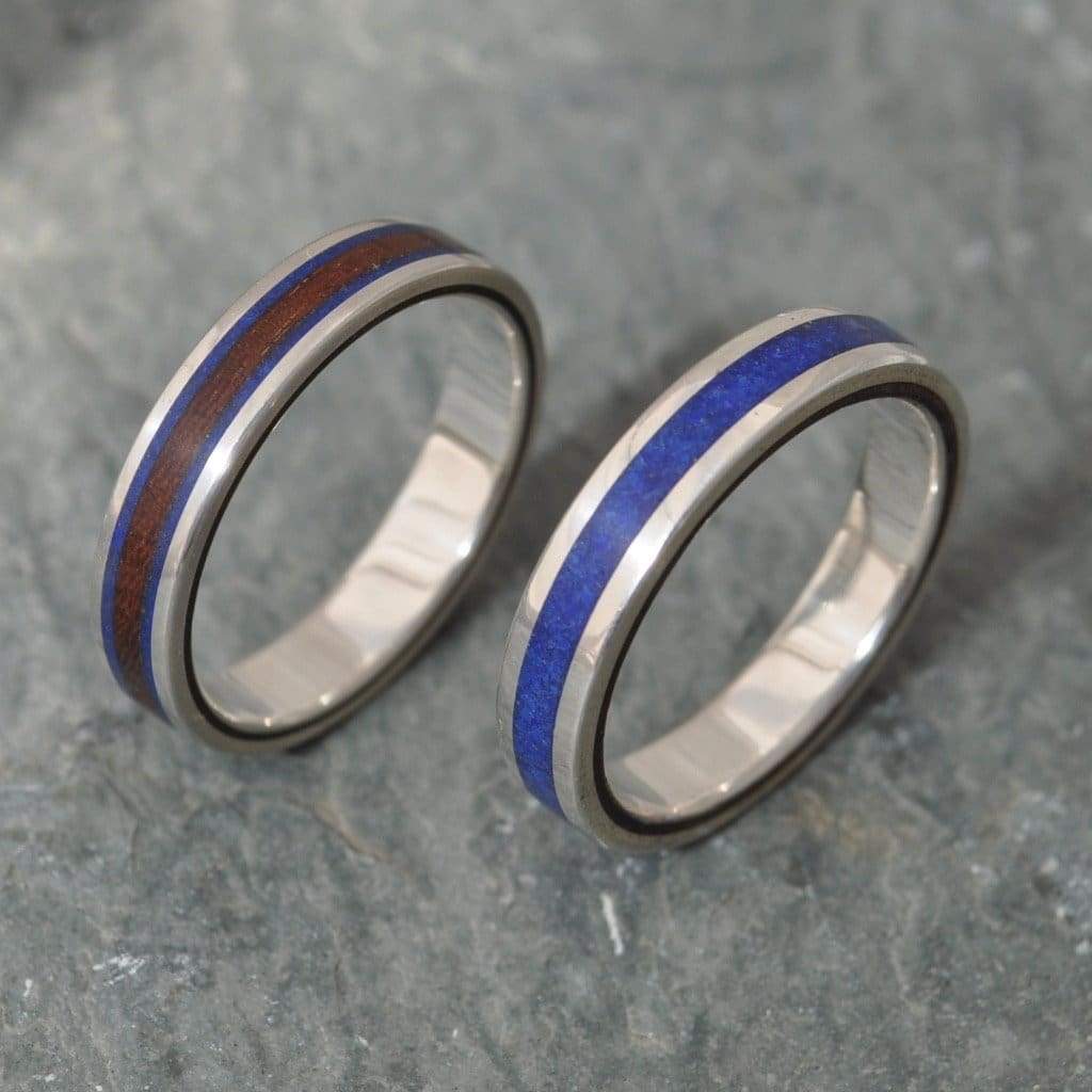 Lados Lapiz Azul Recycled Sterling Silver, Stone and Wood Ring - Naturaleza Organic Jewelry & Wood Rings
