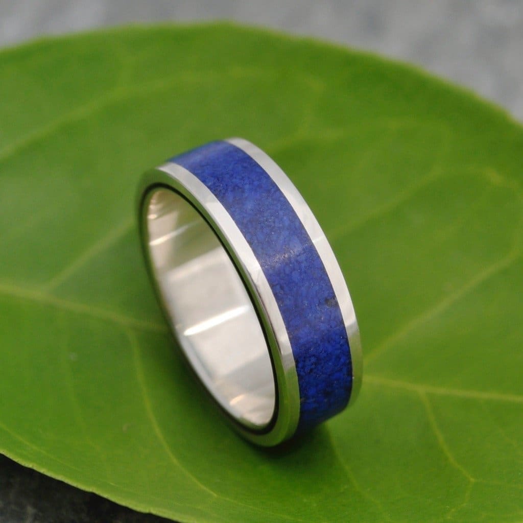 Lados Lapiz Azul Recycled Sterling Silver, Stone and Wood Ring - Naturaleza Organic Jewelry & Wood Rings