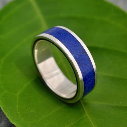 Lados Lapiz Azul Recycled Sterling Silver, Stone and Wood Ring - Naturaleza Organic Jewelry & Wood Rings