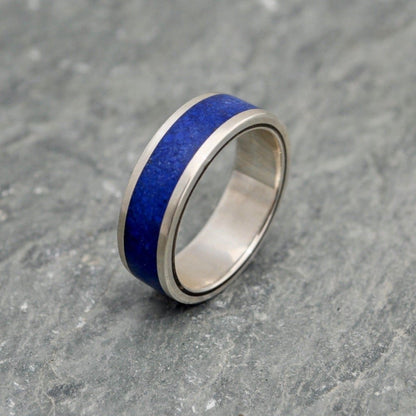 Lados Lapiz Azul Recycled Sterling Silver, Stone and Wood Ring - Naturaleza Organic Jewelry & Wood Rings