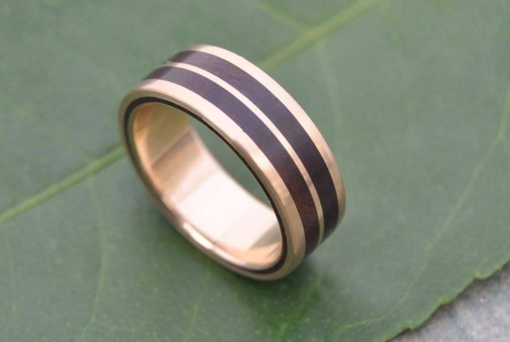 Yellow Gold Lados Linea Nacascolo Wood Ring - Naturaleza Organic Jewelry & Wood Rings