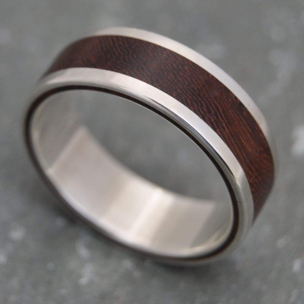 White Gold and Silver Wood Wedding Ring, Lados Nacascolo - Naturaleza Organic Jewelry & Wood Rings