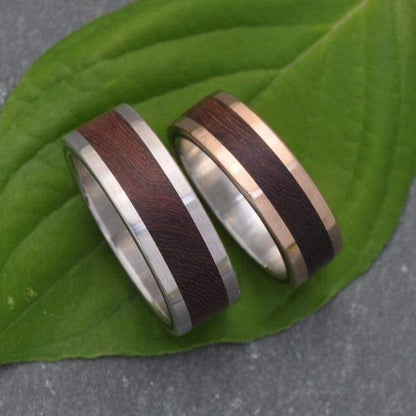 White Gold and Silver Wood Wedding Ring, Lados Nacascolo - Naturaleza Organic Jewelry & Wood Rings