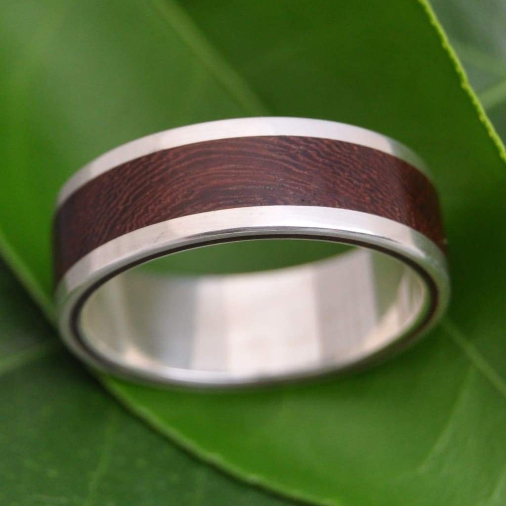 White Gold and Silver Wood Wedding Ring, Lados Nacascolo - Naturaleza Organic Jewelry & Wood Rings