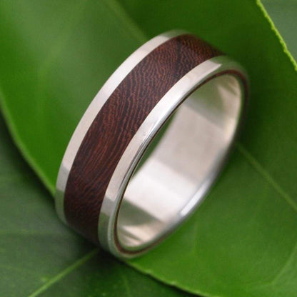 White Gold and Silver Wood Wedding Ring, Lados Nacascolo - Naturaleza Organic Jewelry & Wood Rings