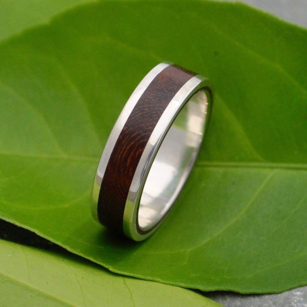 White Gold and Silver Wood Wedding Ring, Lados Nacascolo - Naturaleza Organic Jewelry & Wood Rings