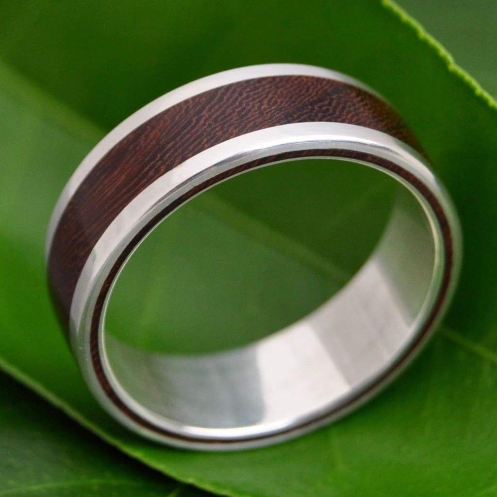 White Gold and Silver Wood Wedding Ring, Lados Nacascolo - Naturaleza Organic Jewelry & Wood Rings